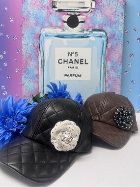 🌺SALE CUSTOM VL/LEATHER CAMELLIA CRYSTAL HAT